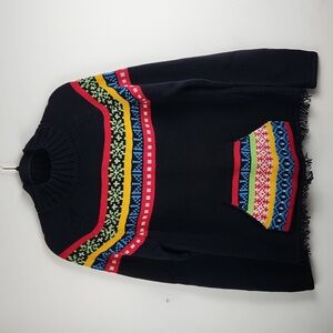 Hanna Andersson Black and multi colored knit sweater womans size medium